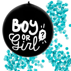 Latexový konfetový balónek 'Boy or Girl' modrá náplň